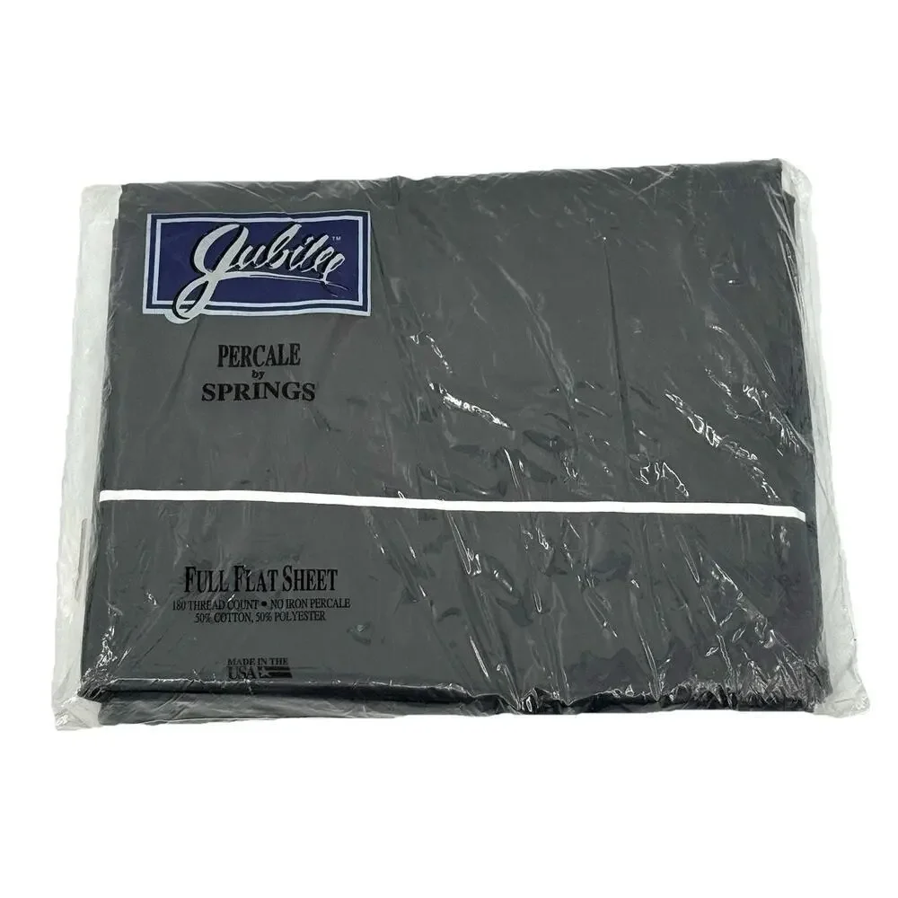 Jubilee FULL Flat Sheet 180 Thread Count BLACK Soft Percale Made in USA NIP